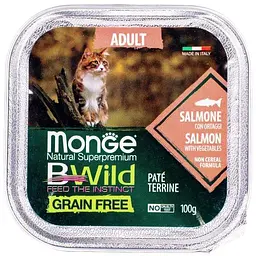 Вологий корм для котів Monge Cat Вwild Gr. Free Wet Adult лосось з овочами 100 г - мініатюра 2
