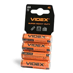 Батарейка сольова Videx R6P/AA 4шт SHRINK CARD VIDEX (21157-000) - мініатюра 1