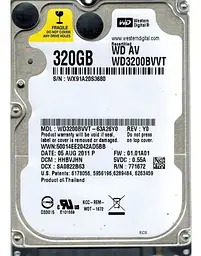 Накопичувач HDD 2.5" SATA 320GB WD 5400rpm 8MB (WD3200BVVT) Refurbished (WD3200BVVT_)