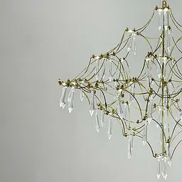 Невесомая золотая Led люстра d80 см Ст. MJ 156-800 Titanium | Line F - миниатюра 5