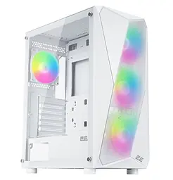 Корпус 2E Gaming Aruba (G3313W), White, без БР, Mid Tower, для ATX/Micro ATX/Mini ITX, 1xUSB 3.0/2xUSB 2.0, макс. CPU - 165 мм / VGA - 330 мм, 5x120 ARGB, бічна панель із загартованого стекла (2E-G3313W)
