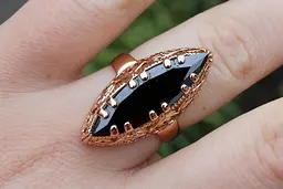 Кільце Xuping Jewelry Маркіз з чорним каменем р 18 золотисте - мініатюра 2