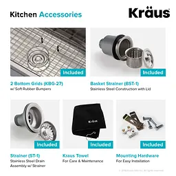 Подвійна кухонна мийка Kraus Premier KBU27, Нержавіюча сталь - мініатюра 11