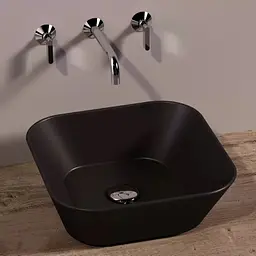 Умивальник Simas Wave 42 см квадратний Black matt Чорний матовий WA03NM - мініатюра 2