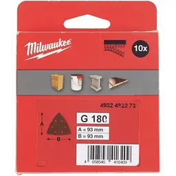 Папір шліфувальний MILWAUKEE, 93х93х93мм HL, зерно 180, (10шт)
