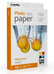 Фотопапір ColorWay, глянсовий, A4, 200 г/м², 100 арк (PG200100A4)
