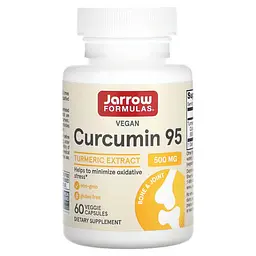 Куркума та Куркумін Curcumin 95 500 mg 60 рослинних капсул Jarrow Formulas vit0005557