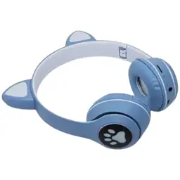 Дитячі навушники Cat MZ-023 Bluetooth RGB підсвічування FM microSD з котячими вушками синій - мініатюра 2