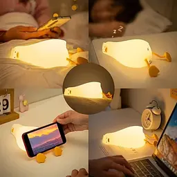 Нічник Качка настільний дитячий Idea RGB L41 силіконовий сенсорне керування з таймером акумулятоний
 - мініатюра 4