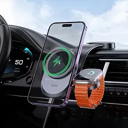 Автотримач із бездротовою зарядкою Hoco HW28 Excelso 2-in-1 Black/Gray (630566) [151327] - мініатюра 8