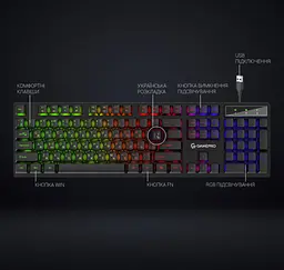 Ігрова клавіатура GamePro GPGK-296 Headshot USB RGB Black - мініатюра 5