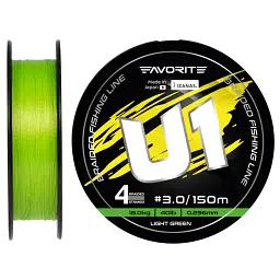 Шнур Favorite U1 PE 4x 150 м (light green) 3.0/0.296 мм 40 lb/18.0 кг