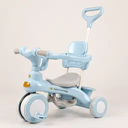 Блакитний Триколісний велосипед Baby Carriage 588 / Велосипед з з батьківською ручкою та кошиком / Велосипед-коляска