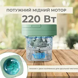 Міні пральна машина зелена складна стіралка автоматична переносна - мініатюра 10