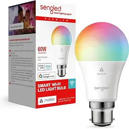 Світлодіодна інтелектуальна лампочка Sengled (B22), з підтримкою Matter, багатобарвна, працює з Alexa, еквівалент 60 Вт, 800 лм, м