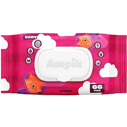 Вологі серветки Ampik Light дитячі 66 шт. рожеві - мініатюра 2