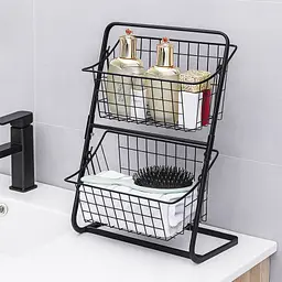 Кухонний металевий органайзер Storage Rack, двоярусна полиця 39х28х18 см, чорний