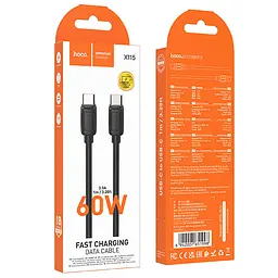 Дата кабель Hoco X115 Surpass Type-C to Type-C 60W (1m) Black - мініатюра 5