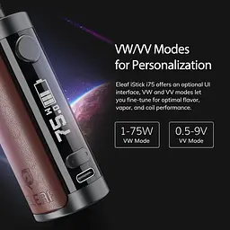 Набір електронна сигарета Eleaf iStick i75 75W 3000mAh Ep Pod Tank 2ml Kit Brown (15780) - мініатюра 2