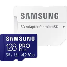 Карта пам'яті Samsung microSDXC PRO Plus 128GB Class 10 UHS-I U3 V30 A2 + SD Adapter (MB-MD128SA) [112859]