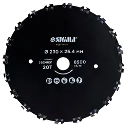 Ніж для тримера Sigma 230x25.4мм 20Т ланцюговий (5624651)