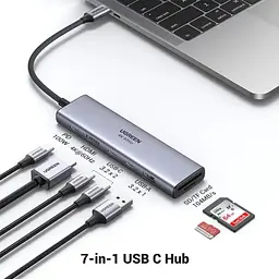 Док-станція USB3.2 Type-C --> HDMI 4K60Hz/2хUSB 3.0/2xUSB-C/SD/TF PD 100 Вт CM511 Ugreen - мініатюра 3