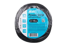 Подовжувач мережевий 1 розетка 15 м 2E Power Extension 1 Type F 15m 16 A Black - мініатюра 2
