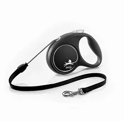 Повідець-рулетка для собак 20кг Flexi Black Design M сріблястий, трос - 5 м