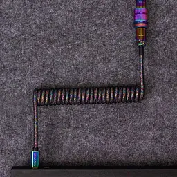 Кабель Keychron Type-A/Type-C Premium Coiled Aviator Cable-Straight Rainbow Palted black (CAB5_KEYCHRON) - мініатюра 3