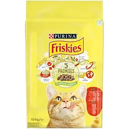 Сухий корм для дорослих котів Purina Friskies Adult Beef, Chicken & Vegetables із яловичиною, куркою та овочами 10 кг