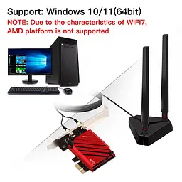 Бездротовий адаптер Fenvi FV-BE8800Pro Wi-Fi 7, Bluetooth 5.4 Gaming Tri Band 2.4G/5G/6GHz - мініатюра 11