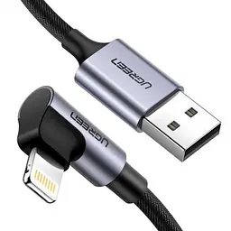 Кабель Ugreen US299 USB-A to Lightning Braided cable with Aluminum Shell M/M чорний 1 м (60521) - мініатюра 1