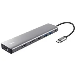 Концентратор Trust USB-C 7-in1 2xUSB-А 3.2/2xUSB-С/2xHDMI/DP aluminiu 0.16m grey (25661_TRUST)