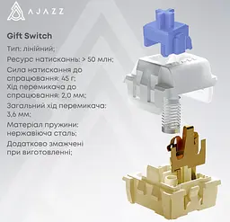 Клавиатура игровая механическая беспроводная Ajazz AK-820B PRO Black RGB Gift Switch Hot-Swap 2.4G/Bluetooth/USB - мініатюра 7