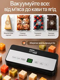 Вакууматор для продуктів Zepline 200 Вт Кухонний вакуумний пакувальник, Вакууматор для їжі, Вакуматор з рулоном та пакети для вакуумування - мініатюра 7
