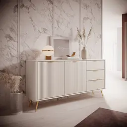 Комод Perfect Home Ланте / Lante 2-дверний з 3 шухлядами і золотими ніжками 2D3S/163 Беж (PFH-091180)