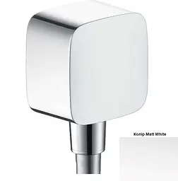 Шлангове під'єднання Hansgrohe FixFit E зі зворотнім клапаном Matt White 26457700, Білий матовий