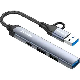Концентратор ColorWay USB-A/USB-C 4-in-1 USB2.0х2/USB3.0/USB-C2.0 (CW-HUB06) - мініатюра 2