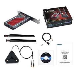 Мережева карта PCI-E x1, Fenvi FV-AXE3000RGB, WiFi 6E (до 2400 Mbps), Bluetooth 5.3, Intel AX210, RGB підсвічування, радіатор, 2 зовнішні антени, підставка - мініатюра 2