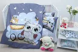 Комплект постільної білизни в ліжечко Tag Tekstil Owl для немовлят Сова (синій)