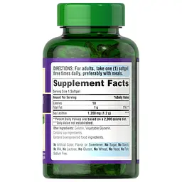 Натуральная добавка Puritan's Pride Soy Lecithin 1200 mg, 100 капсул - мініатюра 2