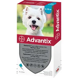 Краплі Elanco (Bayer) Advantix від бліх і кліщів для собак від 4 до 10 кг 4 піпетки - мініатюра 2
