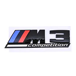 Емблема напис M3 competition для BMW чорна глянцева пластик (на скотчі)
