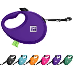 Повідець-рулетка для собак Waudog R-leash з контейнером для пакетів, світловідбивна стрічка, S, до 12 кг, 3 м, фіолетовий - мініатюра 7