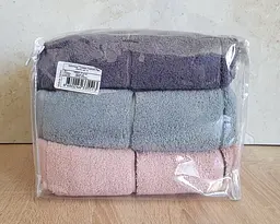 Набір турецьких махрових рушників Cestepe MicroCotton Premium 3 штуки 50x90 Kare 2 щільність 600 г/м2 - мініатюра 4