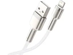 Кабель BASEUS USB Cable to Lightning Cafule Metal 2.4A 1m White (CALJK-A02) - мініатюра 3
