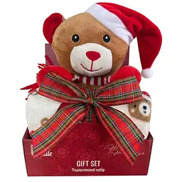 Набір Ardesto Christmas Bear плед білий 90 х 75 см та декоративна іграшка коричневий 24 см (ART0231TB)