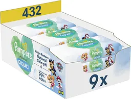 Дитячі вологі серветки Pampers Harmonie Aqua Щенячий Патруль 432 шт. (9 уп. по 48 шт.) - мініатюра 2