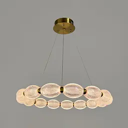 Led люстра з прозорими рельєфними кульками у латунному кільцевому корпусі Ø 58 см | Line F | Арт. MJ343-580 AB+CL - мініатюра 4