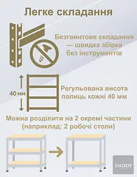 Стелаж 4P StrongShelf 180X90X40см чорний навантаження 175кг/полицю - мініатюра 3